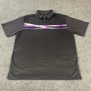 Grand Slam Shirt Mens Extra Large XL Black Golf Polo Striped Performance Stretch